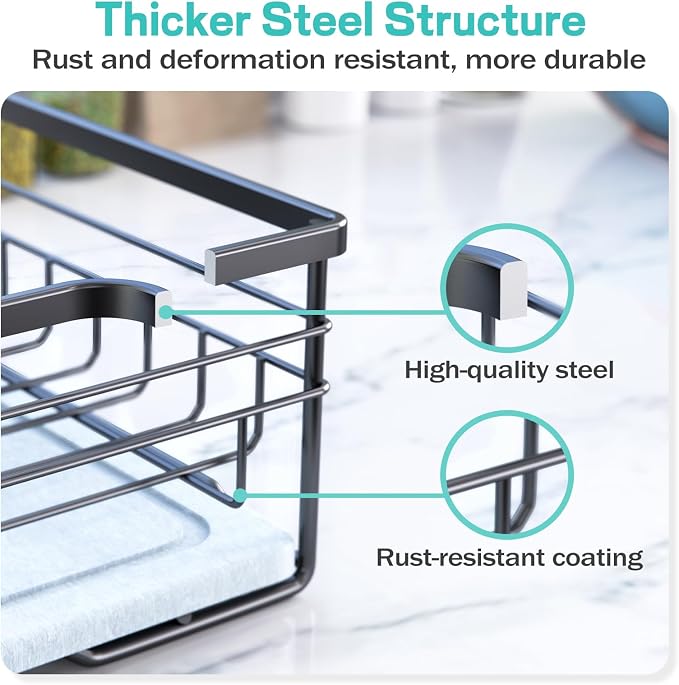 VABNEER Dish Drying Rack with Stone Drying Mat, Quick-Drying/Stainless/Super - Image 5