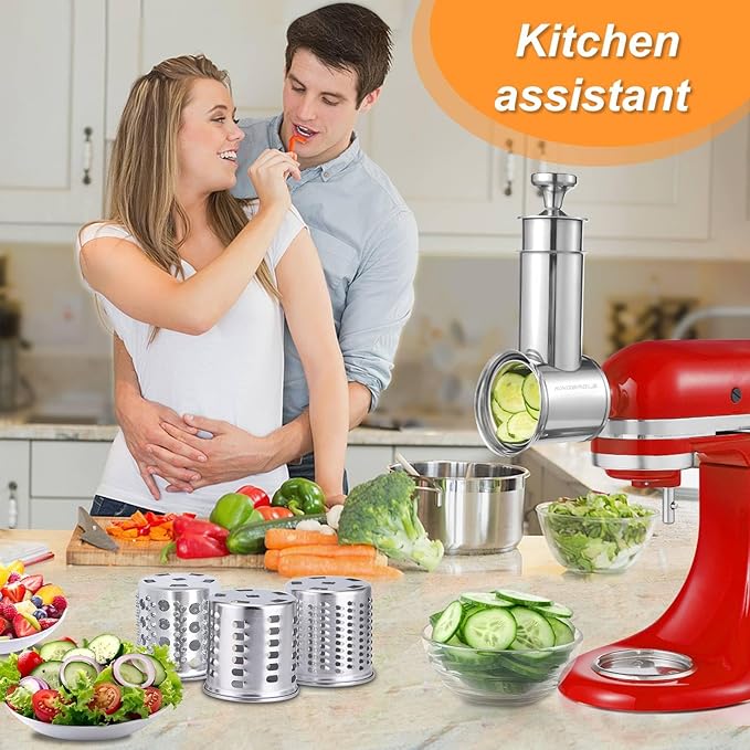 Large Stainless Steel Slicer Shredder Attachment - Image 2