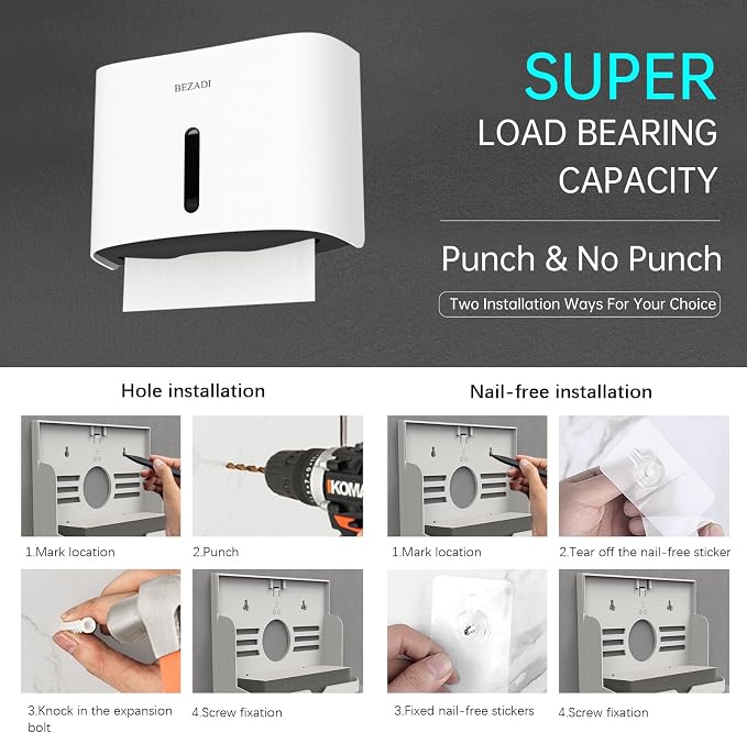 Paper Towel Dispenser, Large Capacity Wall Mount Tissue Dispensers - Image 5