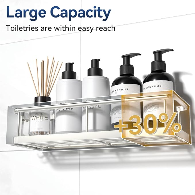 YASONIC Shower Caddy Adhesive, No Drill Bathroom Organizers, Rust Proof Shower - Image 2