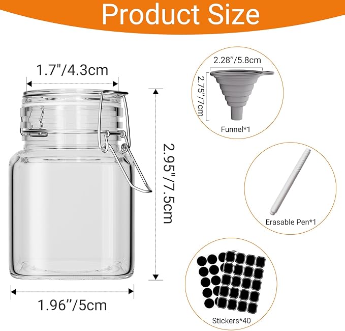 DHSBTLS 4 oz Mini Square Spice Jars, 24 Pack Glass Mason Jars - Image 2