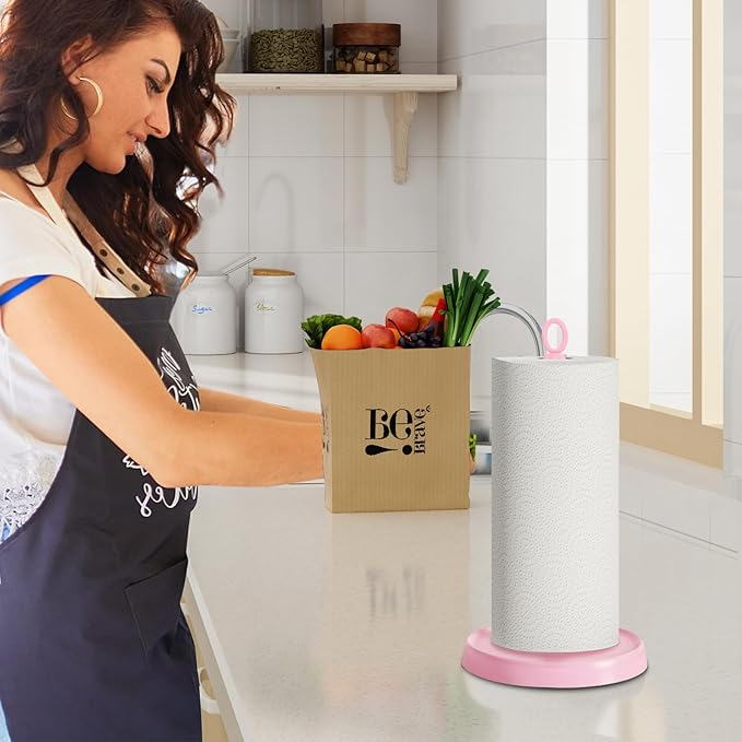 Pink Paper Towel Holder Countertop, Stainless Steel, Paper Towel Stand Holder - Image 5