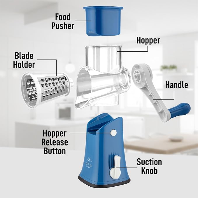 Zulay Kitchen Rotary Cheese Grater 5 Blade Cheese Shredder - Image 8
