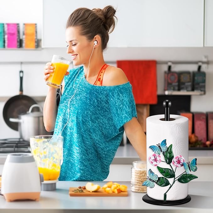 Peryiter Flower Paper Towel Holder Butterfly Kitchen Decoration Countertop - Image 4