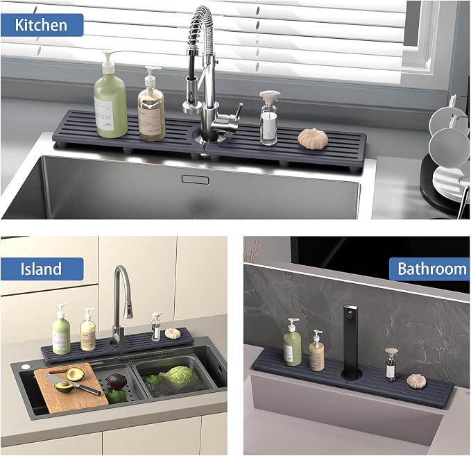 Faucet Mat for Kitchen Sink, Water Absorbent Kitchen Faucet Mat, Durable Sink - Image 6