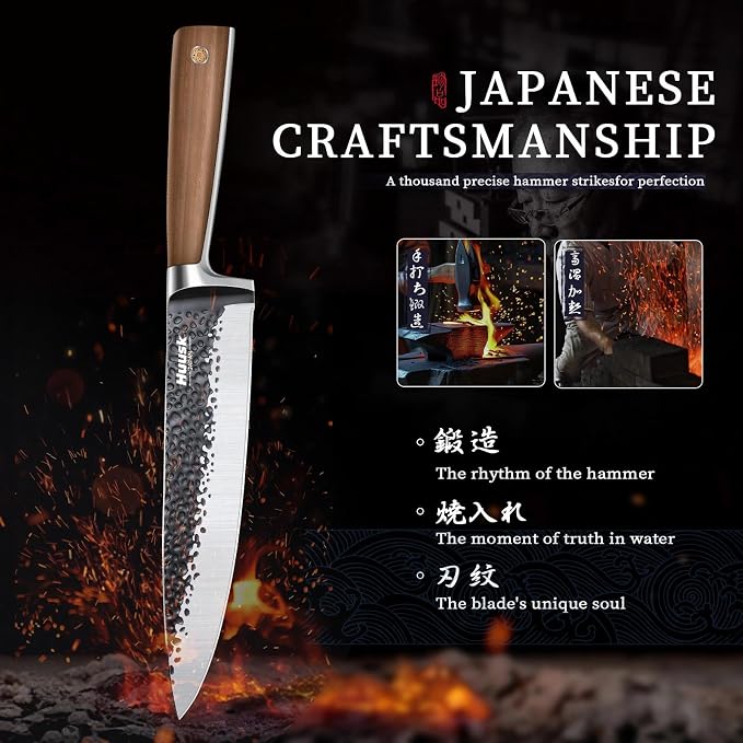 Huusk Japanese Chef Knife 8 Inch Gyuto Kitchen Knife Hand Forged Sushi Knives - Image 3