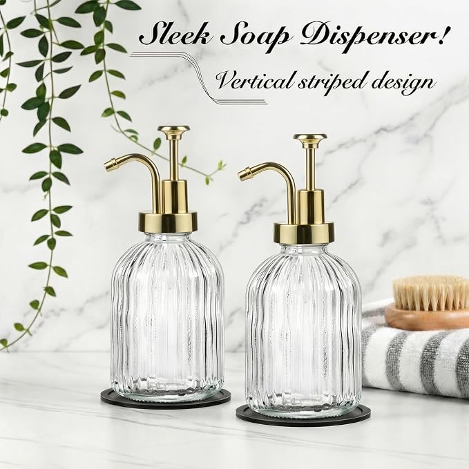 SheeChung Clear Glass Soap Dispenser, 12 Oz Liquid Hand Soap Dispenser - Image 5