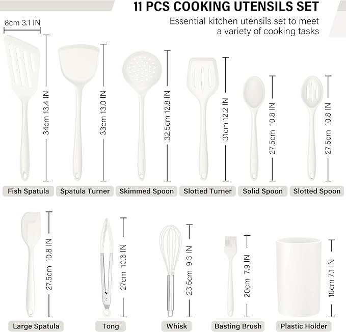 HaWare 11 PCS Silicone Cooking Utensils Set, Heat Resistant Kitchen Utensils - Image 2