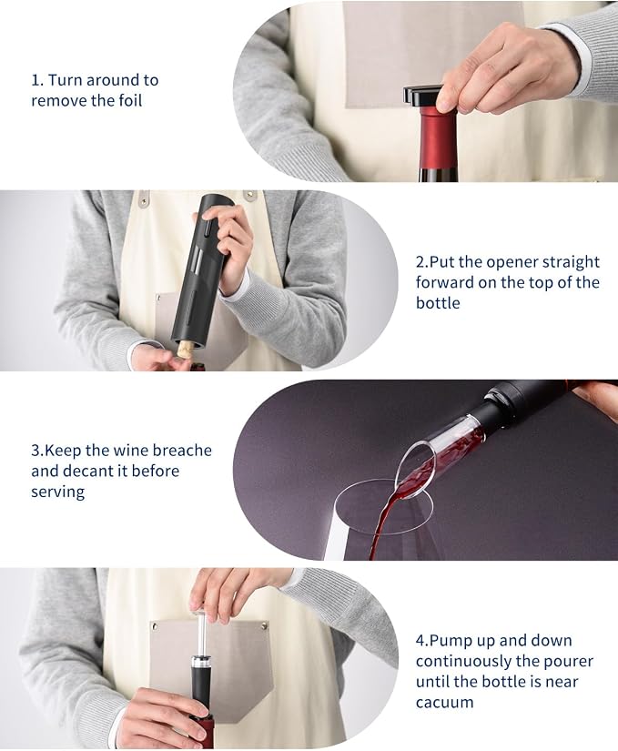 CIRCLE JOY Electric Wine Bottle Opener Set Rechargeable Wine Corkscrew Cordless - Image 4