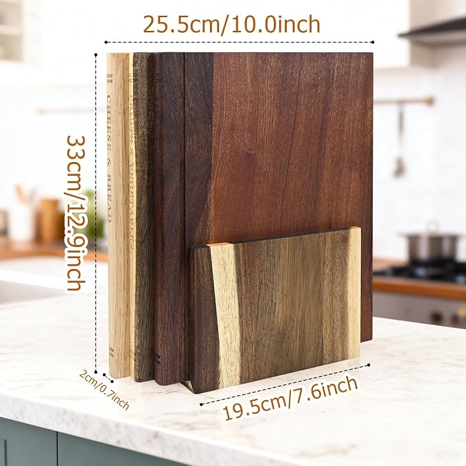 Acacia Wood Cutting Board Book Set, 3-Piece Decorative Chopping Boards - Image 2