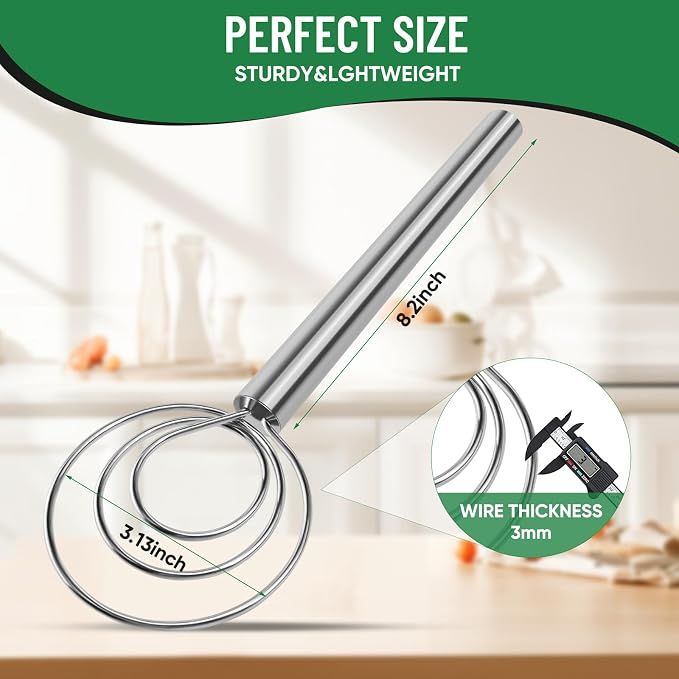 Danish Dough Whisk Stainless Steel Hook Dutch Bread Mixer Hand Tool - Image 3