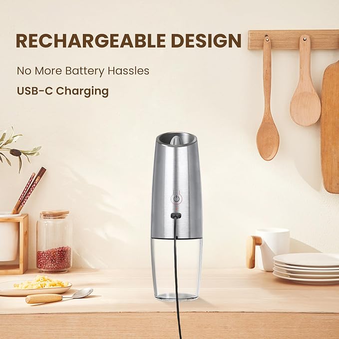 Rechargeable Electric Salt And Pepper Grinder Set, Automatic Gravity Electric - Image 2