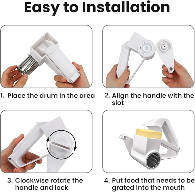 Cheese Grater with Handle, Rotary Cheese Grater, Hard Cheese & Nut Grater - Image 3