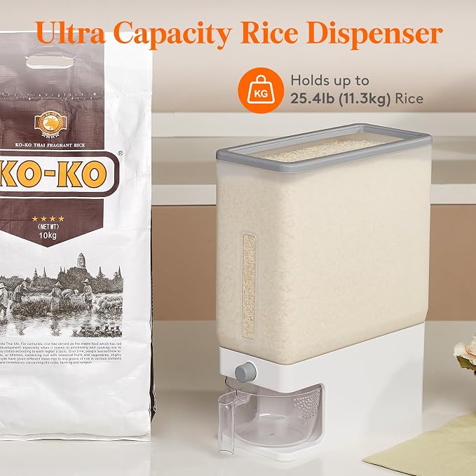 Lifewit Rice Dispenser 25 Lbs, Rice Storage Container Sealed Moisture Proof - Image 9