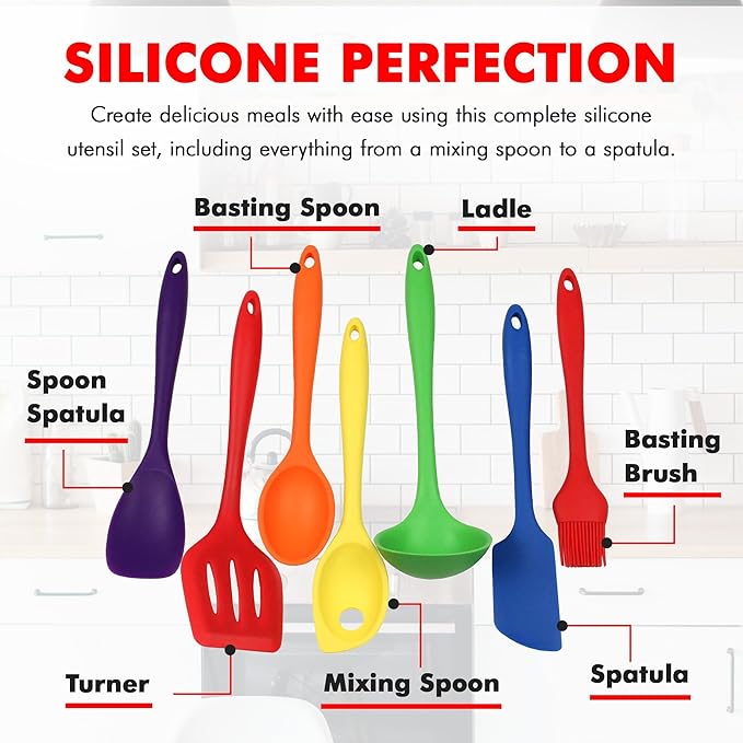 Chef Craft Premium Silicone Kitchen Tool and Utensil Set, 7 Piece - Image 4