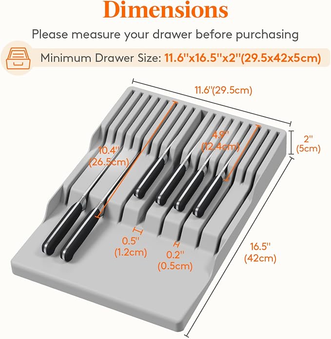 Lifewit Magnetic Drawer Knife Organizers Insert, Kitchen Plastic In Drawer - Image 2