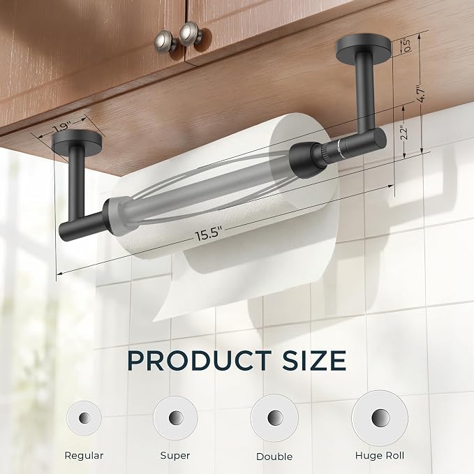 FORIOUS Paper Towel Holder Under Cabinet, SUS304 Wall Mounted Commercial Paper - Image 4