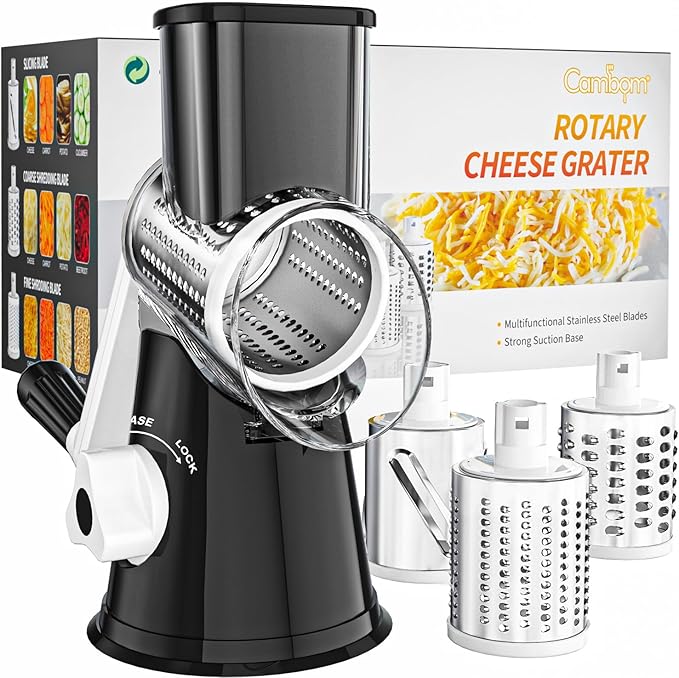 Cambom Rotary Cheese Grater Hand Crank Cheese Shredder by Cambom