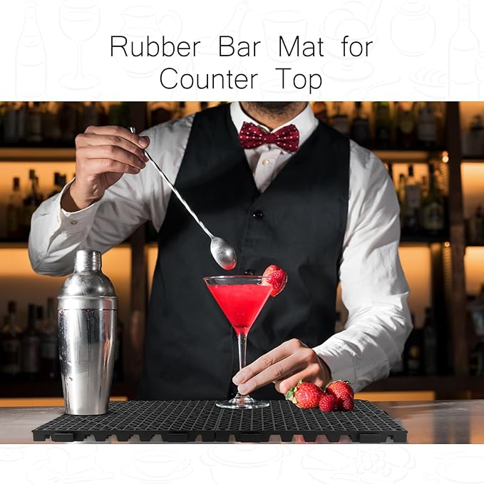 Tioncy 6 Pcs Bar Countertop Supplies Interlocking Mats 12 x 12 Inch Rubber - Image 5