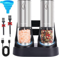 Stainless steel Electric Salt and Pepper Grinder Set, Large Capacity Automatic by TNUMDRT