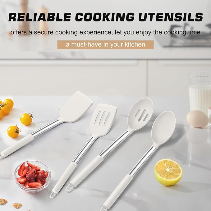TeamFar Kitchen Utensils, for Nonstick Cookware Frying/Flipping/Draining - Image 7