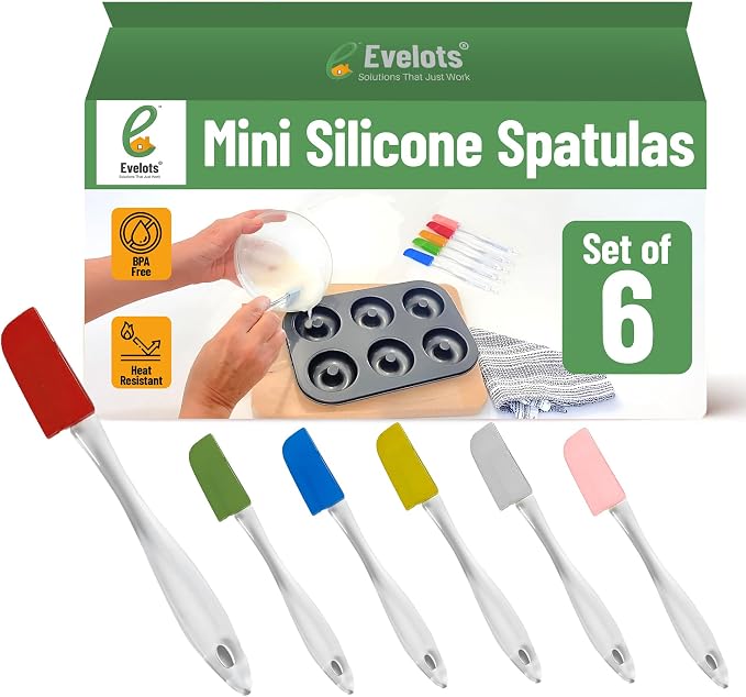 Evelots Set of 6 Mini Silicone Spatulas by Evelots