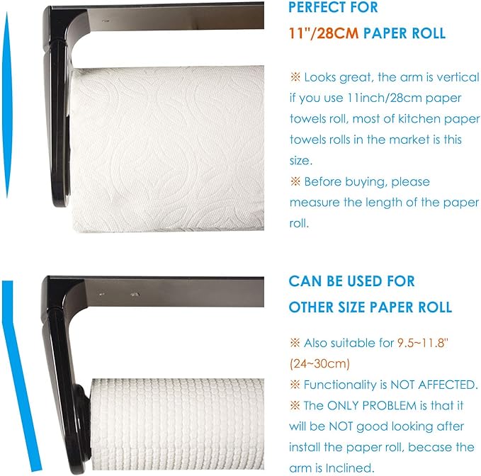 simpletome ONE Hand Tear Paper Towel Holder Under Cabinet Adhesive or Drilling - Image 5