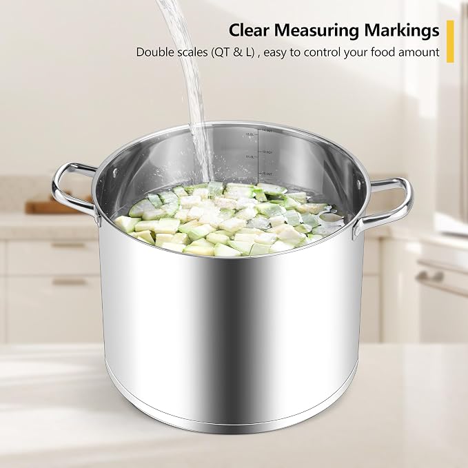 Homikit Large Stock Pot 14 Quart, Stainless Steel Chicken Soup Pot - Image 4