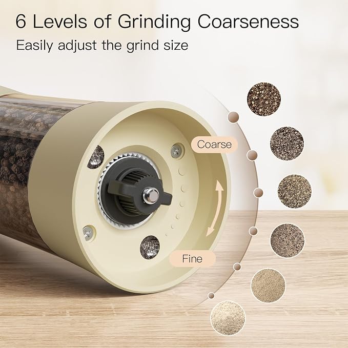 Ultrean Electric Salt and Pepper Grinder Set, USB-C Rechargeable, Salt and - Image 3