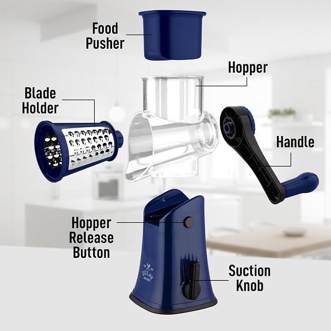 Zulay Kitchen Rotary Cheese Grater 5 Blade Cheese Shredder - Image 8