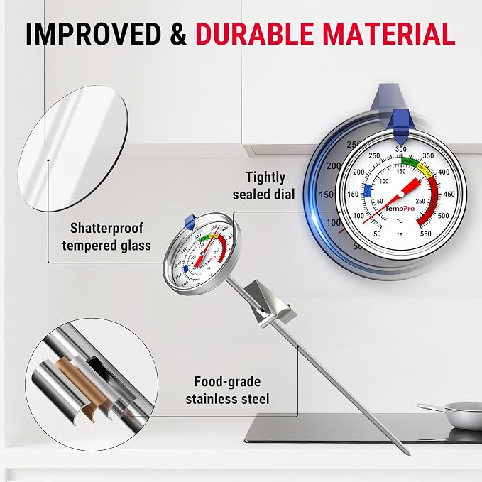 TempPro Candy Thermometer with Pot Clip, Fryer Cooking Thermometer fo Chocolate - Image 5