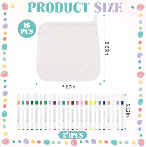 40 Pcs Pot Holder Bulk for Craft Include 16 White Heat Resistant Pot Holders - Image 2