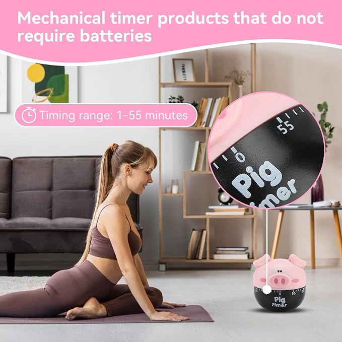 Cute Pig Kitchen Timer, 55 Minute Timer Mechanical Count Down Timer Clock - Image 5