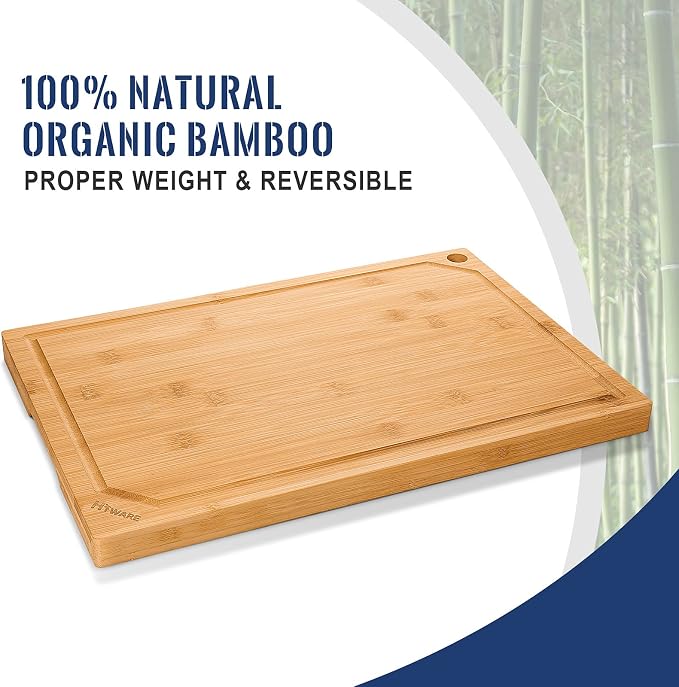 Hiware 4-Piece Extra Large Bamboo Cutting Boards Set - Image 4