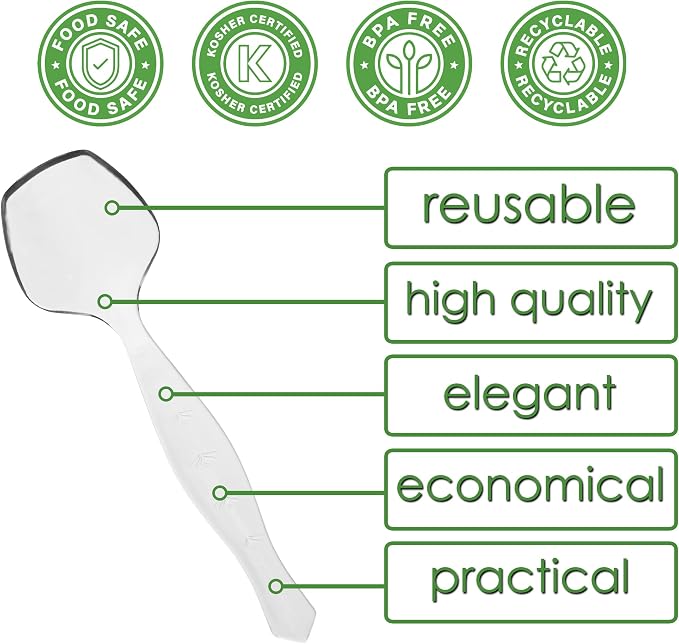 PARTY BARGAINS Disposable Clear Plastic Serving Spoons 8.75″ – Heavy-Duty Clear - Image 3