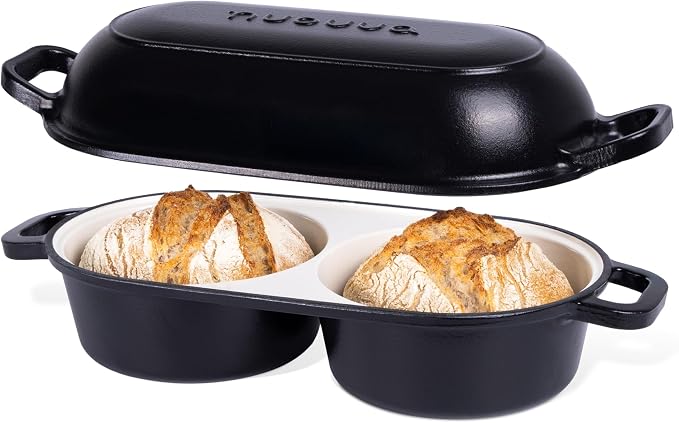 Dutch Oven for Sourdough Bread Baking – Enamelled Cast Iron Bread Loaf Pot – by Nuovva