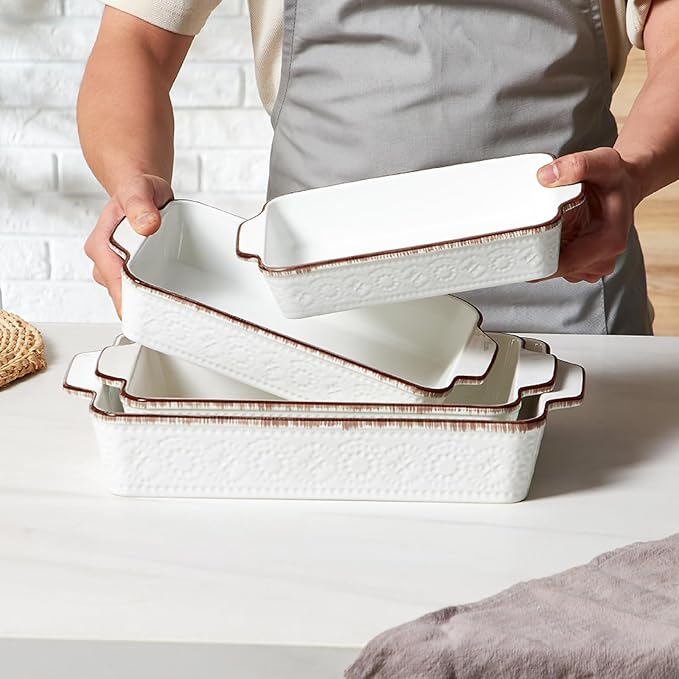 ONEMORE Casserole Dishes for Oven, Ceramic Baking Dish Set of 4, Non-Stick - Image 5
