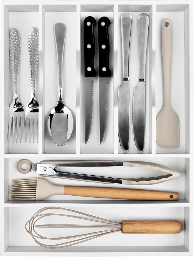 Kitchen Silverware Drawer Organizer and Storage Deep Cookware Utensil Cutlery - Image 3