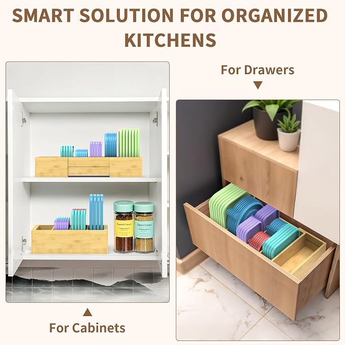 Retro Shaw Lid Organizer for Cabinet, Bamboo Expandable Kitchen Organizer - Image 4
