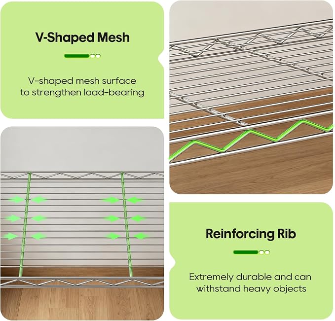 BestOffice | 5-Tier Wire Storage Shelves | 14 x 24 x 60 | Chrome | - Image 6