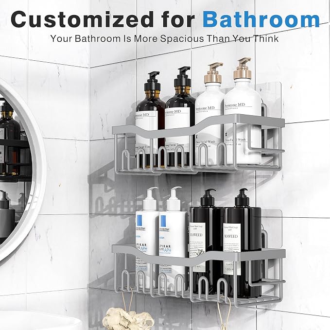 EUDELE Shower Caddy 2 Pack, Adhesive Shower Organizer - Image 2