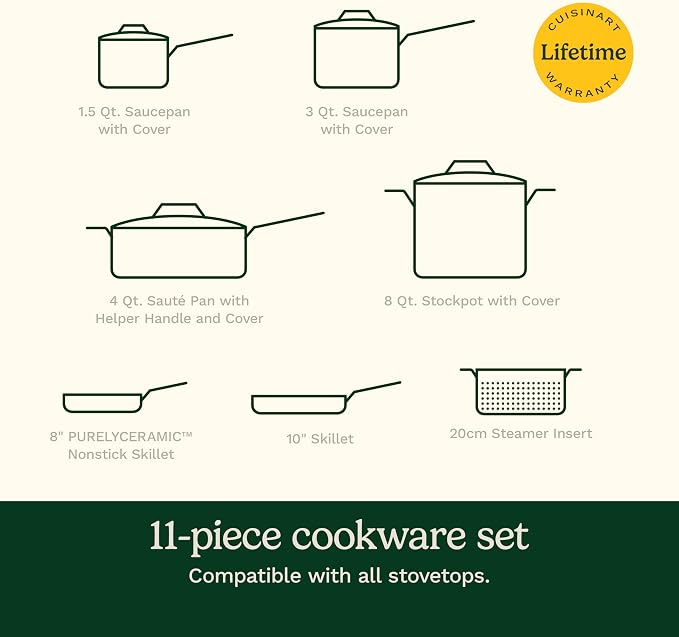 Cuisinart Cookware Set, 11 Piece Stainless Steel Cookware Pots and Pans - Image 9
