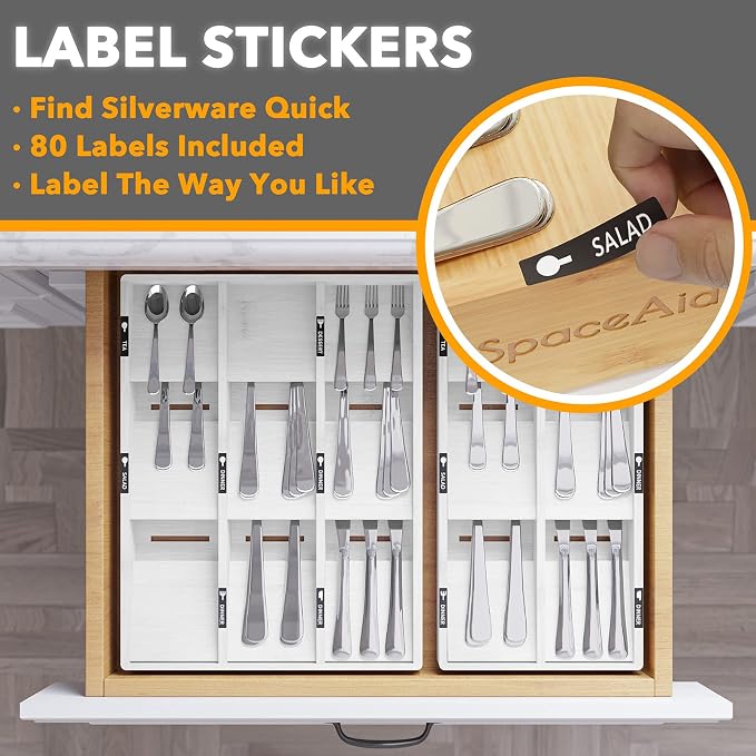 SpaceAid Bamboo Silverware Drawer Organizer - Image 3
