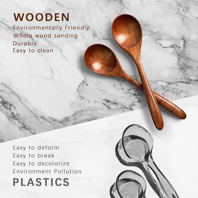2 PCS Wooden Spoons for Honey, 6.7 inch Small Wooden Spoons - Image 5