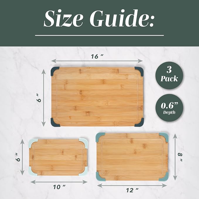 COOK WITH COLOR Non-Slip Cutting Board Set – Kitchen Essentials with Easy Grip - Image 3
