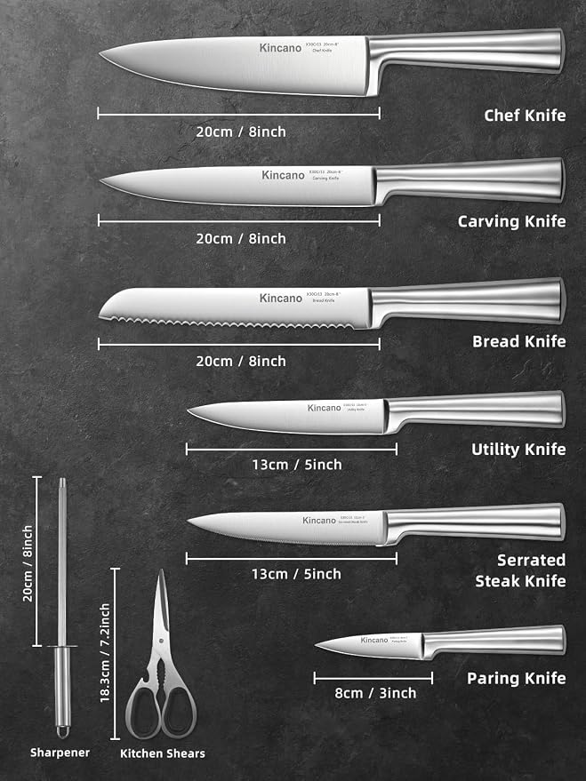 Knife Set, include Steak Knives, Sharpener and Scissors, Ergonomical Design by - Image 2