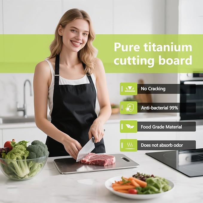 3-Pack Titanium Cutting Boards For Kitchen, 100% Pure Cut Titanium Cutting Board - Image 2