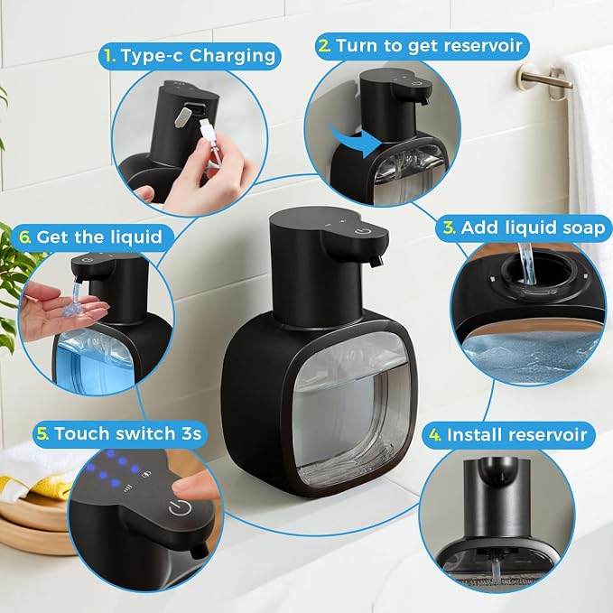 Automatic Liquid Soap Dispenser, 17oz/500ml Touchless Rechargeable - Image 8