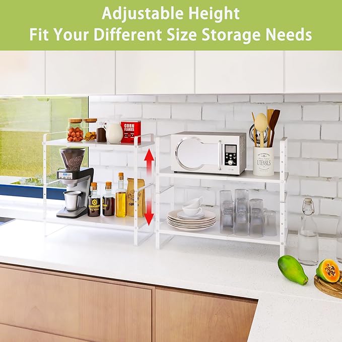 Across-Star Expandable Cabinet Shelf Organizer Rack, Stackable Kitchen Counter - Image 2