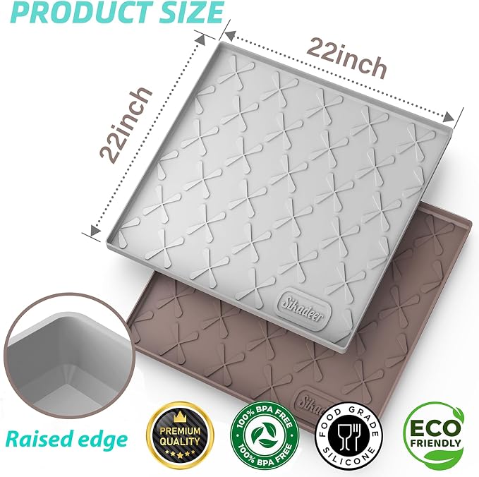 SIKADEER 22" x 22" Under Sink Mat Waterproof, Silicone Mat Kitchen Drawer Shelf - Image 3
